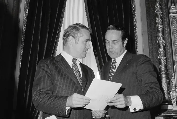 Framed Print : Bob Dole and Thomas Eagleton Conversing