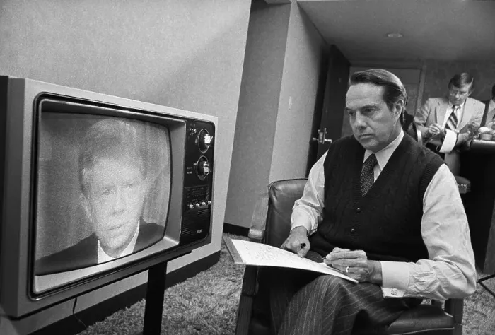Framed Print : Bob Dole Watching Television and Taking Notes Framed Print : Bob Dole Watching Television and Taking Notes