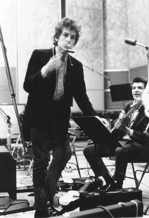 Framed Print : Bob Dylan & Mike Bloomfield Recording Highway 61 Revisited