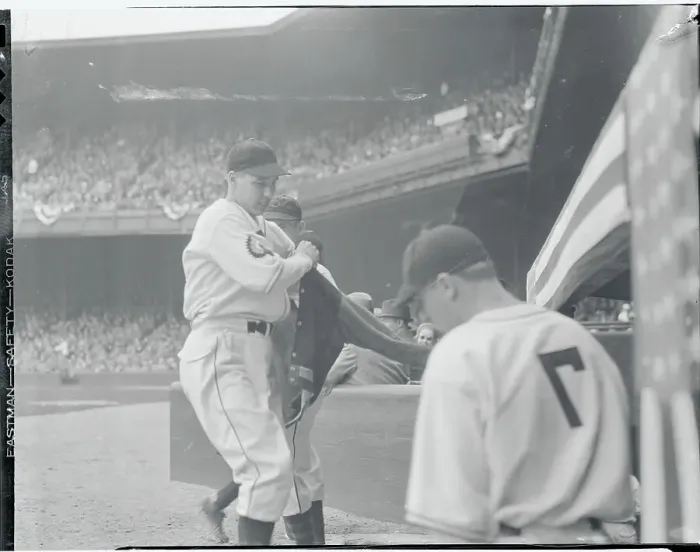Framed Print : Bob Feller Donning Jacket Framed Print : Bob Feller Donning Jacket