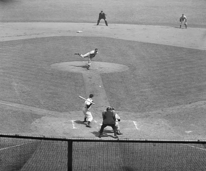 Framed Print : Bob Feller Pitching To Joe Di Maggio Framed Print : Bob Feller Pitching To Joe Di Maggio