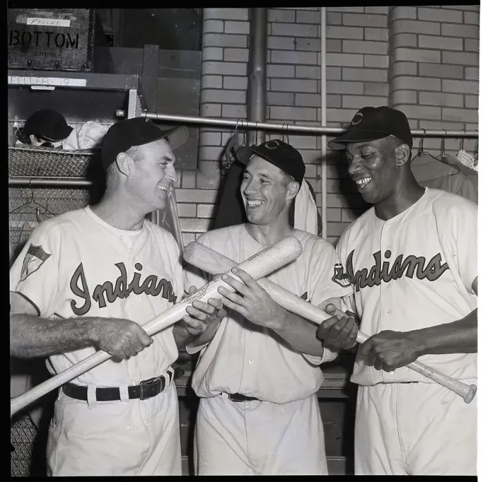 Framed Print : Bob Feller W / Sam Chapman & Luke Easter