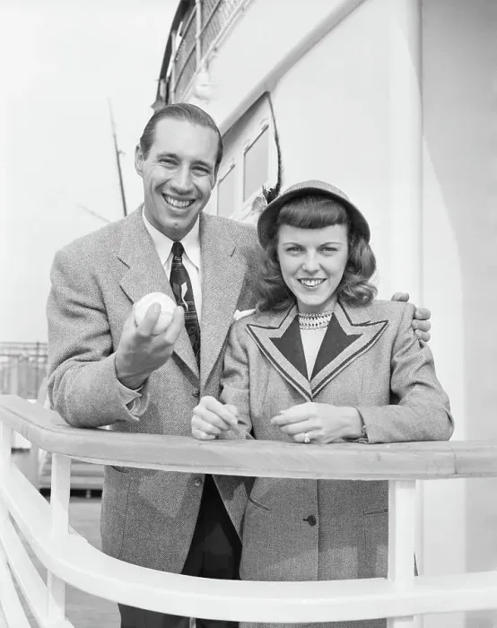 Framed Print : Bob Feller And Wife Smiling On Ship Framed Print : Bob Feller And Wife Smiling On Ship