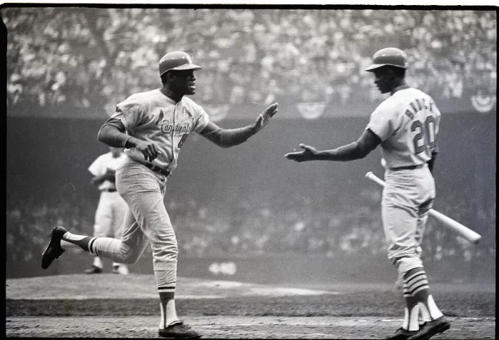 Framed Print : Bob Gibson And Lou Brock At Home Base