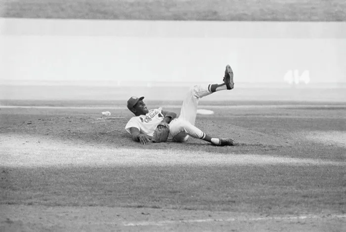 Framed Print : Bob Gibson Lying Injured On Field