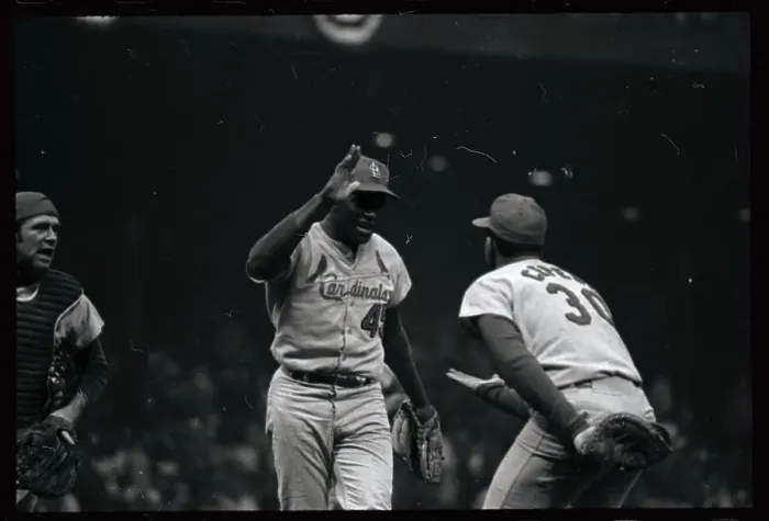 Framed Print : Bob Gibson and Orlanda Cepeda in Play Framed Print : Bob Gibson and Orlanda Cepeda in Play