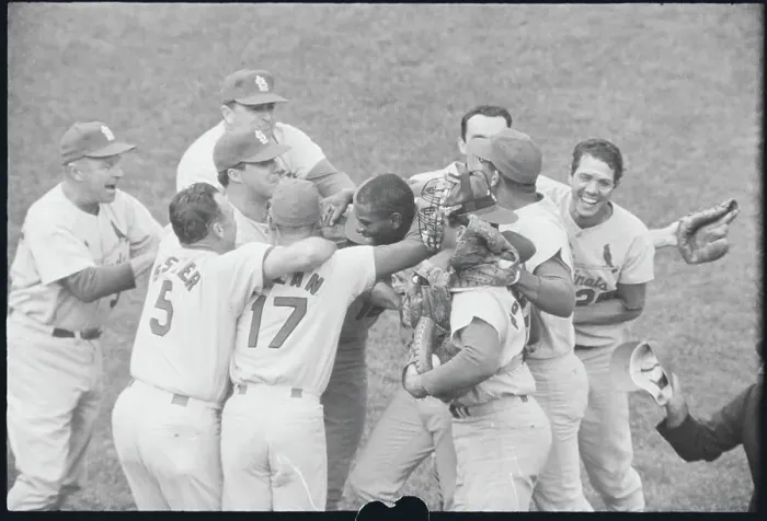 Framed Print : Bob Gibson Surrounded By Teammates Framed Print : Bob Gibson Surrounded By Teammates