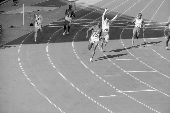 Framed Print : Bob Hayes Winning Olympic 100 Meter Dash
