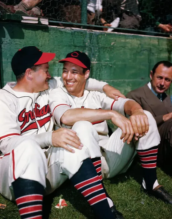 Framed Print : Bob Hope and Baseball Player Bob Feller