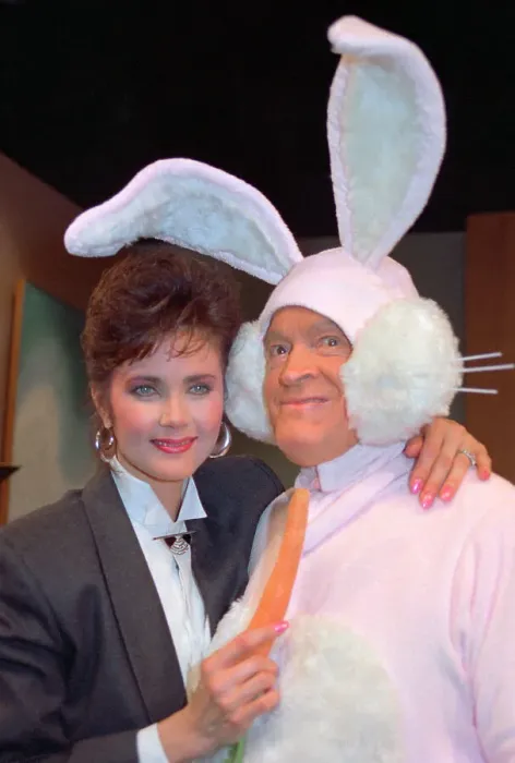 Framed Print : Bob Hope in Costume and Lynda Carter Framed Print : Bob Hope in Costume and Lynda Carter