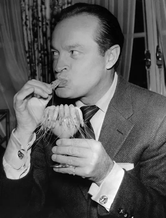 Framed Print : Bob Hope Eating Prawn Framed Print : Bob Hope Eating Prawn