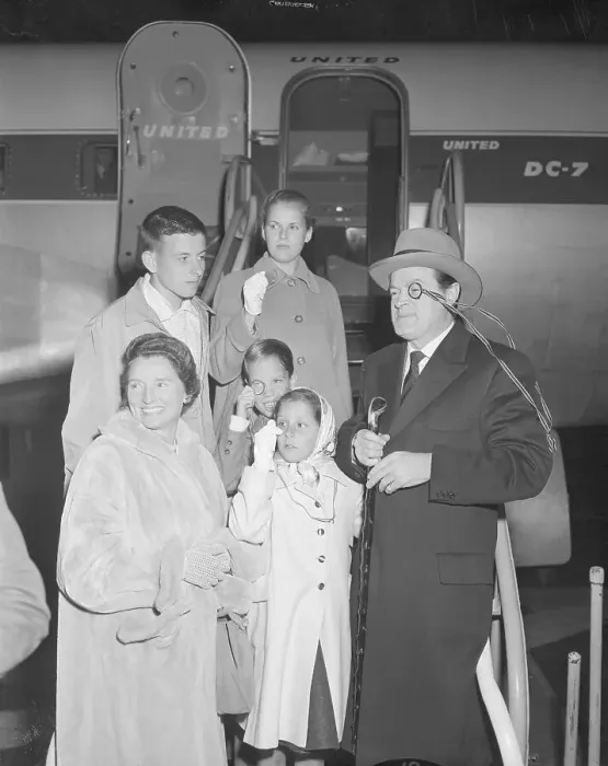 : Bob Hope and Family Standing at Steps of Airplane : Bob Hope and Family Standing at Steps of Airplane