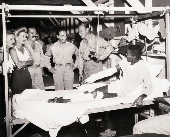 Framed Print : Bob Hope and Group at Hospital