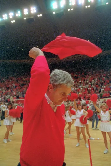 Framed Print : Bob Knight Celebrating Basketball Game Victory