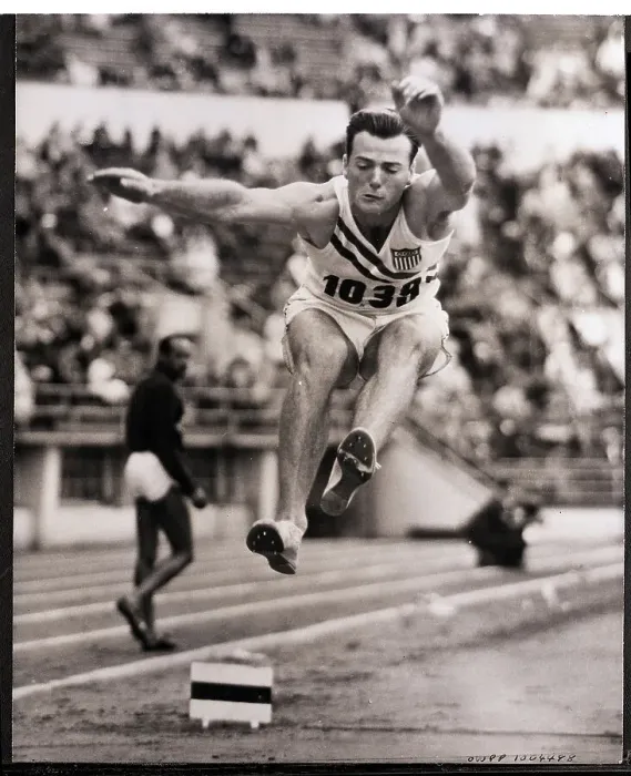Framed Print : Bob Mathias in Broad Jump at Olympics Framed Print : Bob Mathias in Broad Jump at Olympics