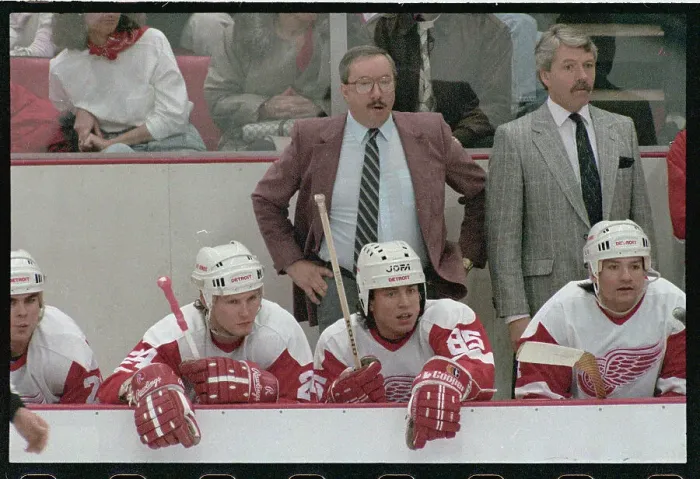 Framed Print : Bob Probert and Peter Klima Sitting on Bench