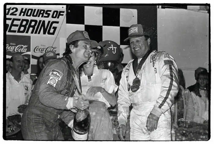 Framed Print : Bob Wolleck Spraying Champagne After Victory Framed Print : Bob Wolleck Spraying Champagne After Victory