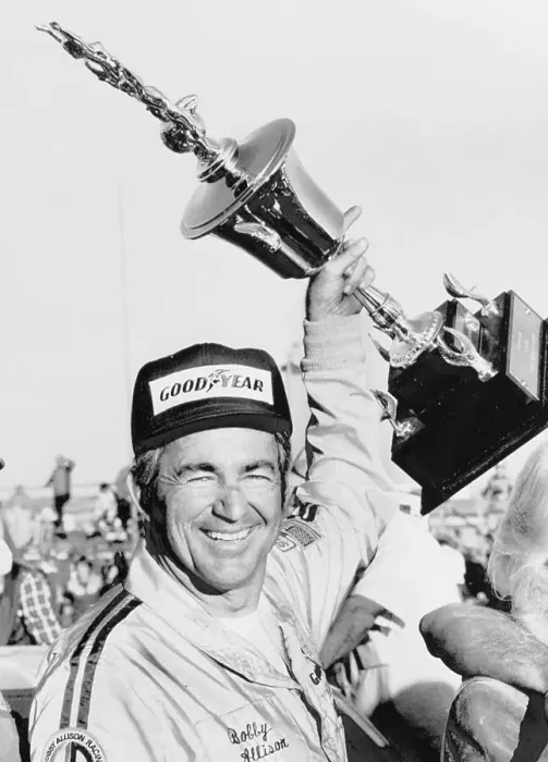 Framed Print : Bobby Allison Holding His Trophy