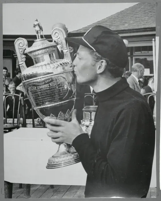Framed Print : Bobby Cole Kissing Trophy Framed Print : Bobby Cole Kissing Trophy