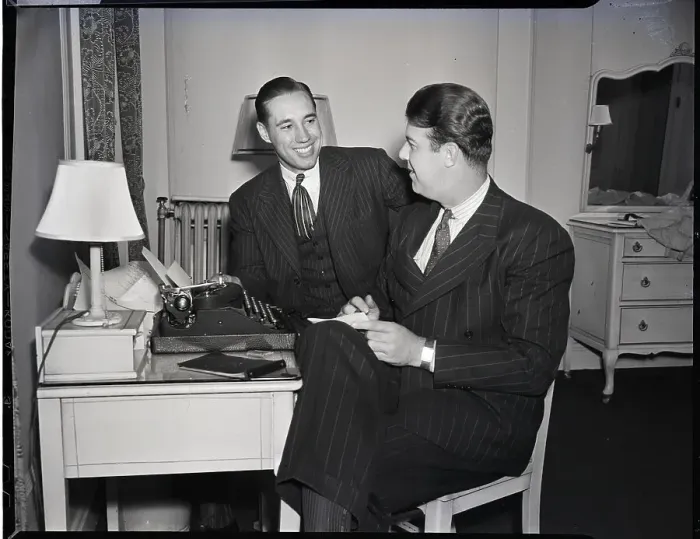 Framed Print : Bobby Feller Talks To Reporter; Seated Framed Print : Bobby Feller Talks To Reporter; Seated