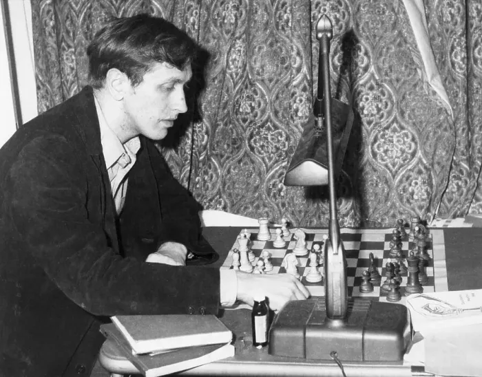 Framed Print : Bobby Fischer Studying Chessboard Framed Print : Bobby Fischer Studying Chessboard