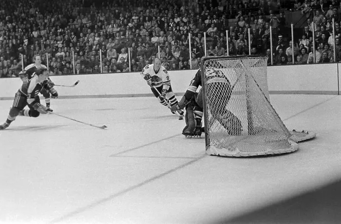 Framed Print : Bobby Hull Attempting to Score in Game Framed Print : Bobby Hull Attempting to Score in Game