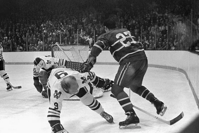 Framed Print : Bobby Hull Falling to Ice in Game Framed Print : Bobby Hull Falling to Ice in Game