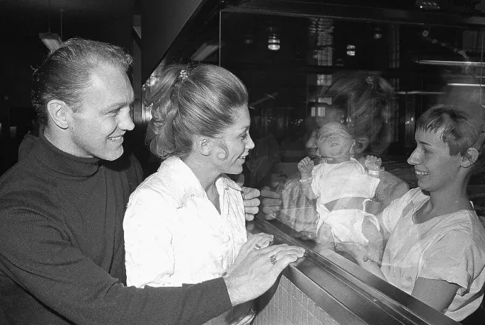 Framed Print : Bobby Hull with Wife and New Baby