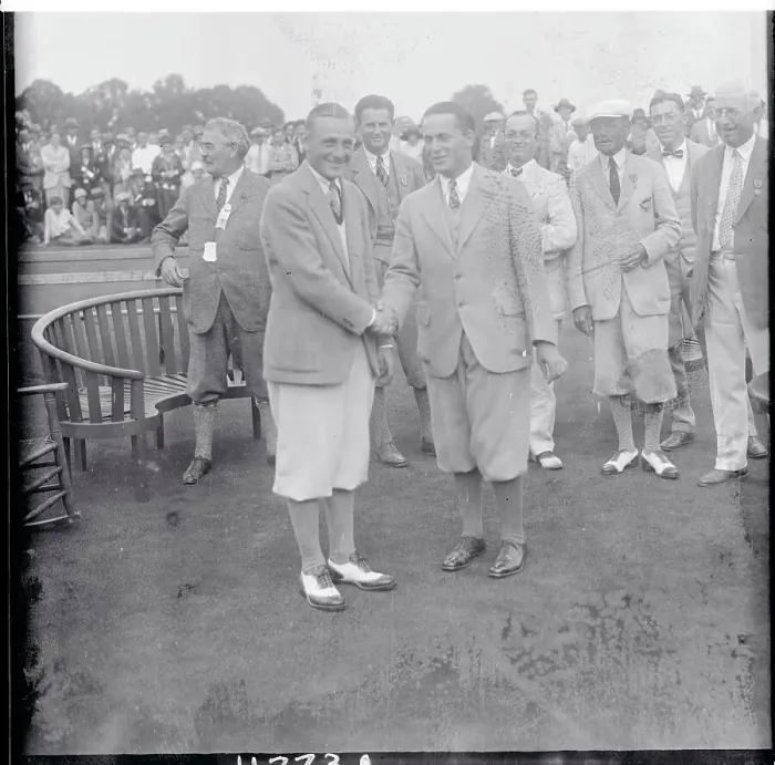 Framed Print : Bobby Jones and Von Elm Shaking Hands Framed Print : Bobby Jones and Von Elm Shaking Hands