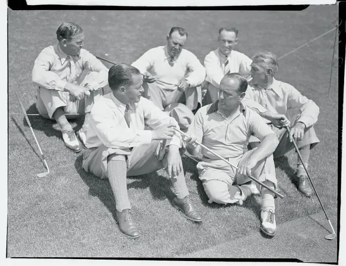 Framed Print : Bobby Jones Waiting on the Grass with Colleagues