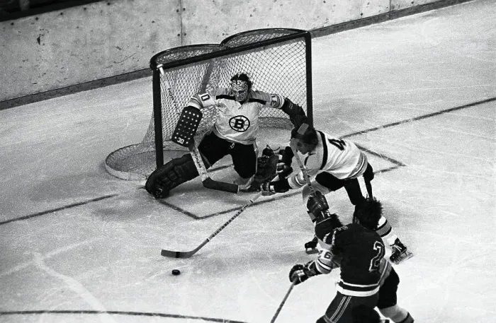 Framed Print : Bobby Orr Playing Defense in Hockey Game