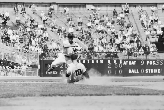 Framed Print : Bobby Richardson Completing Double Play Framed Print : Bobby Richardson Completing Double Play