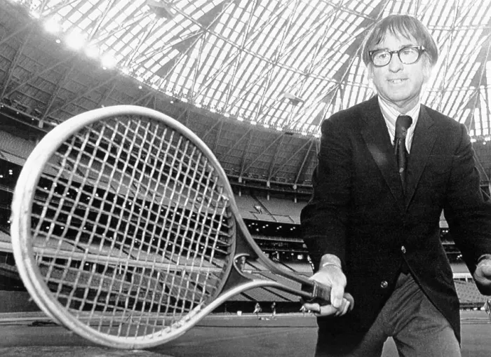 Framed Print : Bobby Riggs with an Oversized Tennis Racquet Framed Print : Bobby Riggs with an Oversized Tennis Racquet