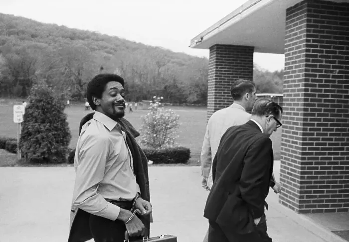 Framed Print : Bobby Seale Smiles White Walking To Courthouse Framed Print : Bobby Seale Smiles White Walking To Courthouse