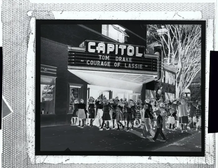 Framed Print : Bobby Soxers Crowding Outside of Theater Showing The Courage of Lassie Framed Print : Bobby Soxers Crowding Outside of Theater Showing The Courage of Lassie
