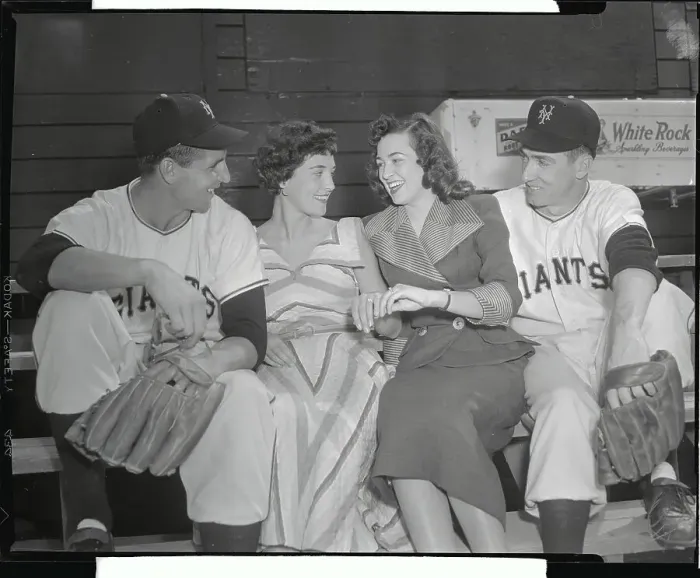 Framed Print : Bobby Thomson and Al Corwin with Their Wives Framed Print : Bobby Thomson and Al Corwin with Their Wives