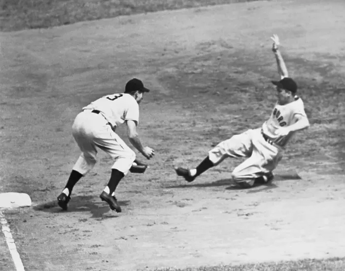 Framed Print : Bobby Thomson Getting Ralph Kiner Out at Third Framed Print : Bobby Thomson Getting Ralph Kiner Out at Third