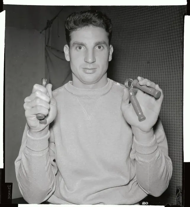 Framed Print : Bobby Thomson Holding Exercising Apparatuses Framed Print : Bobby Thomson Holding Exercising Apparatuses