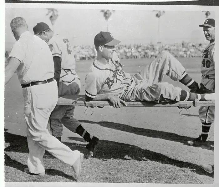 Framed Print : Bobby Thomson Being Removed by Stretcher Framed Print : Bobby Thomson Being Removed by Stretcher
