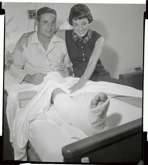Framed Print : Bobby Thomson with Wife in Hospital Room Framed Print : Bobby Thomson with Wife in Hospital Room