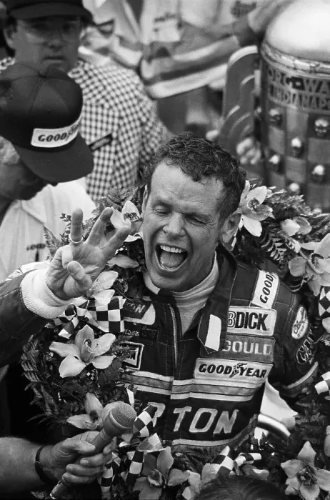 Framed Print : Bobby Unser Gesturing with His Fingers