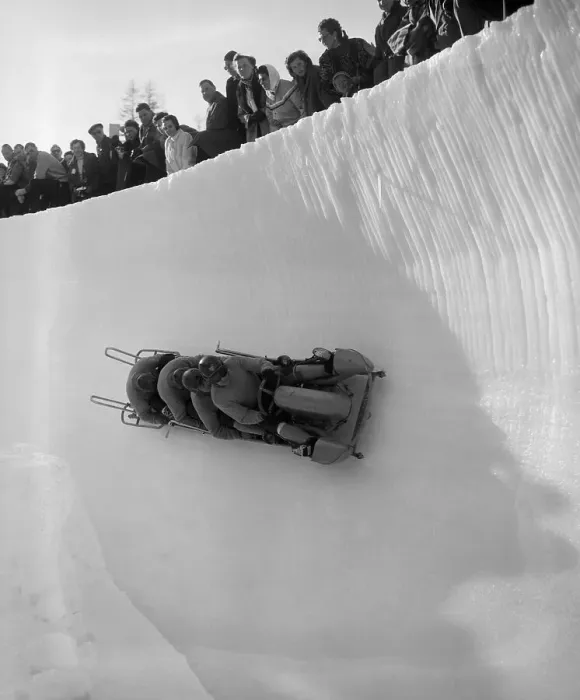 Framed Print : Bobsled Race in St Moritz
