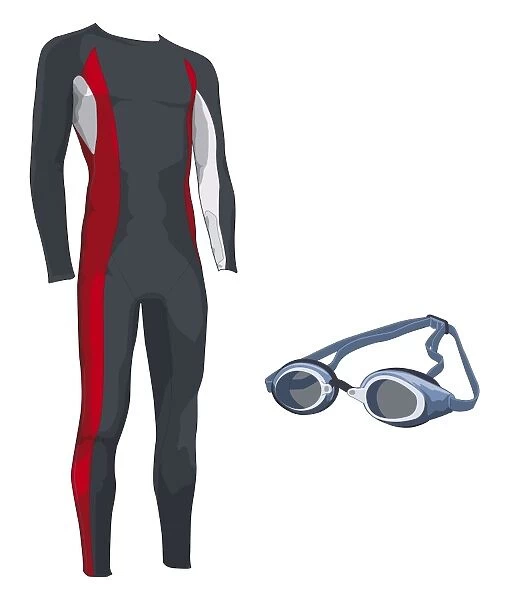 Bodysuit and swimming goggles