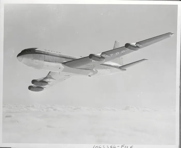 Framed Print : Boeing 707 in Test Flight