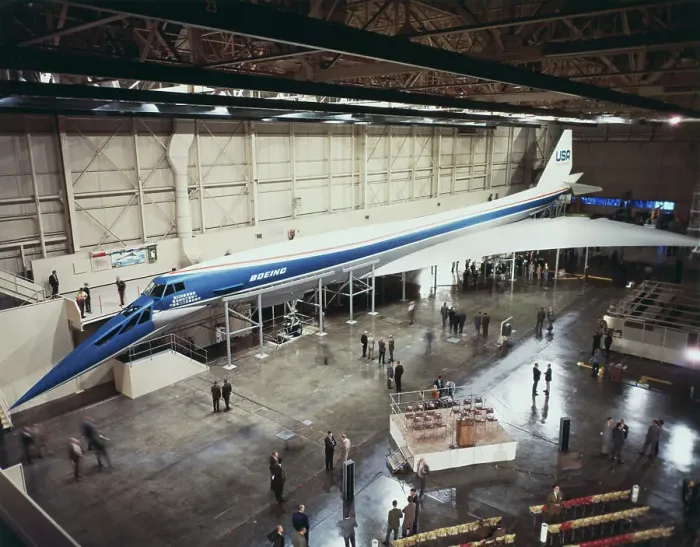 Framed Print : Boeing Employees in Hangar with Jet Framed Print : Boeing Employees in Hangar with Jet