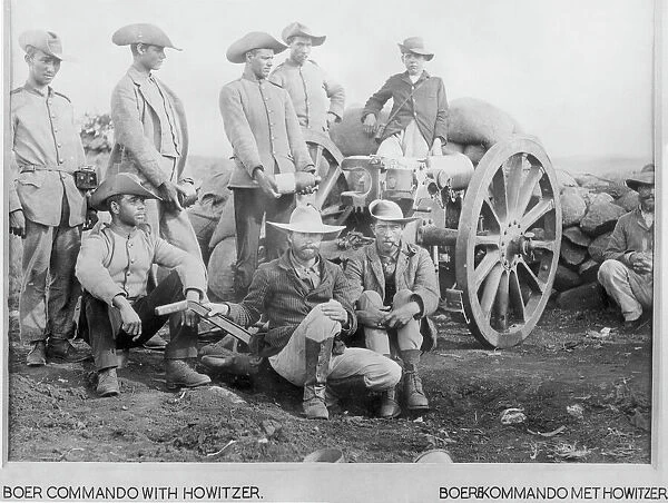 Boer Commandos. Group of Boer Commando With Krupp Howitzer gun in The South