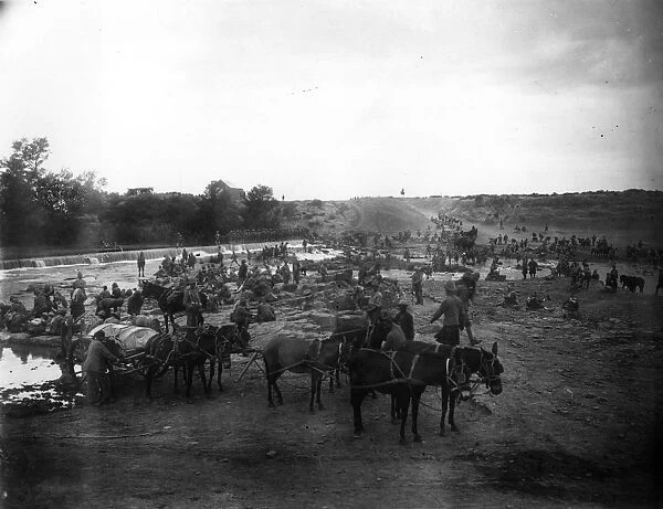 Boer War. circa 1900: Guards crossing the Modder River
