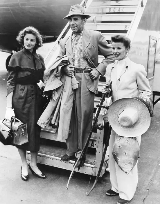 Framed Print : Bogart, Bacall, and Hepburn Return from Filming