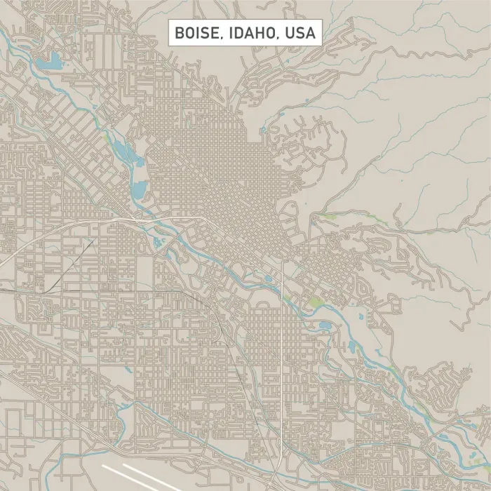 Framed Print : Boise Idaho US City Street Map Framed Print : Boise Idaho US City Street Map