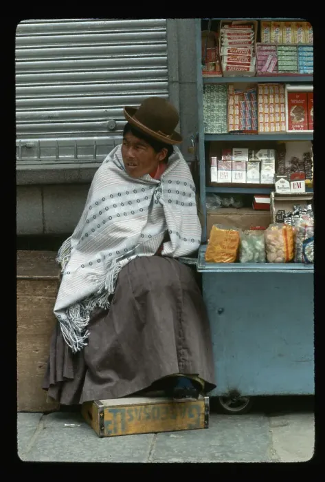 Framed Print : Bolivian Peasant with Vending Cart Framed Print : Bolivian Peasant with Vending Cart